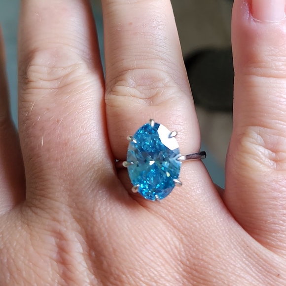 IGI FANCY VIVID BLUE DIAMOND 10KT GOLD RING! - Picture 3 of 6